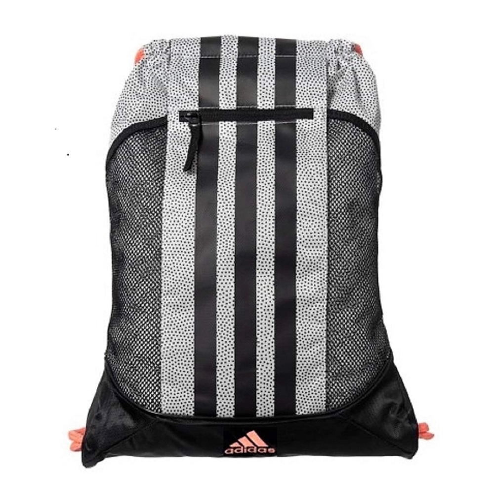 New Adidas Fat Stripes II Sack Pack, One Size (White Grip/Black/Sun Glow)